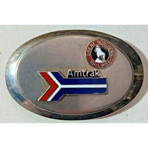 Vtg AMTRAK Great Northern Railways Train Railroad Belt Buckle